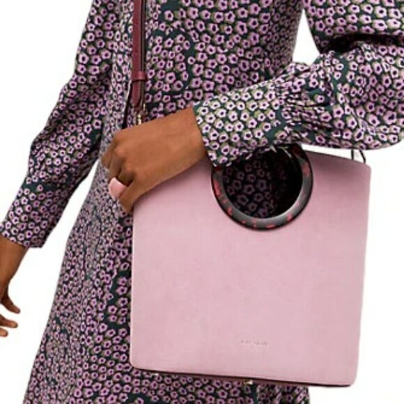 𝅺kate Spade New York Betty Suede Medium Tote Orchid Shoulder Bag Crossbody - Picture 1 of 14